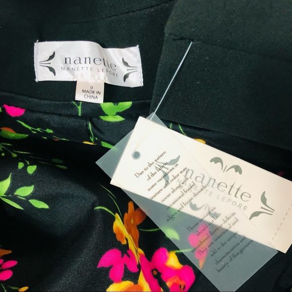 Nanette Lepore Floral Trim/Interior Gypsy Rose Very Black Blazer Jacket 0 - Picture 10 of 12